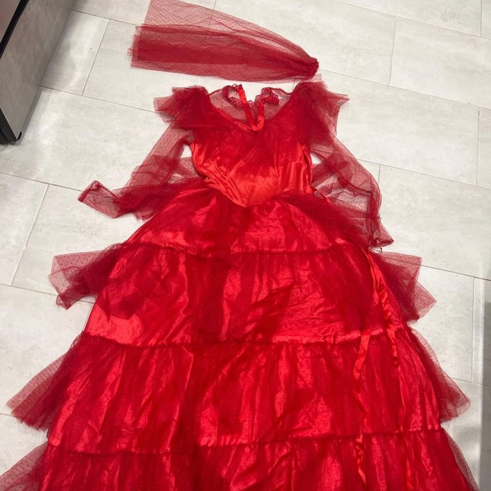 Beetle Juice Halloween Costume Red Dress Womans Small